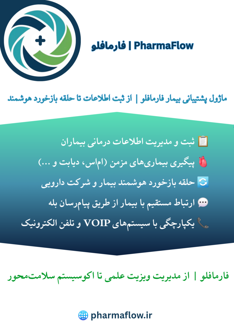 ماژول پشتیبانی بیمار فارمافلو | مراقبت هوشمند، درمان هدفمند